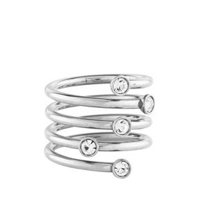 $85 Michael Kors Silver-Tone Scattered Crystal Spiral Ring size 6